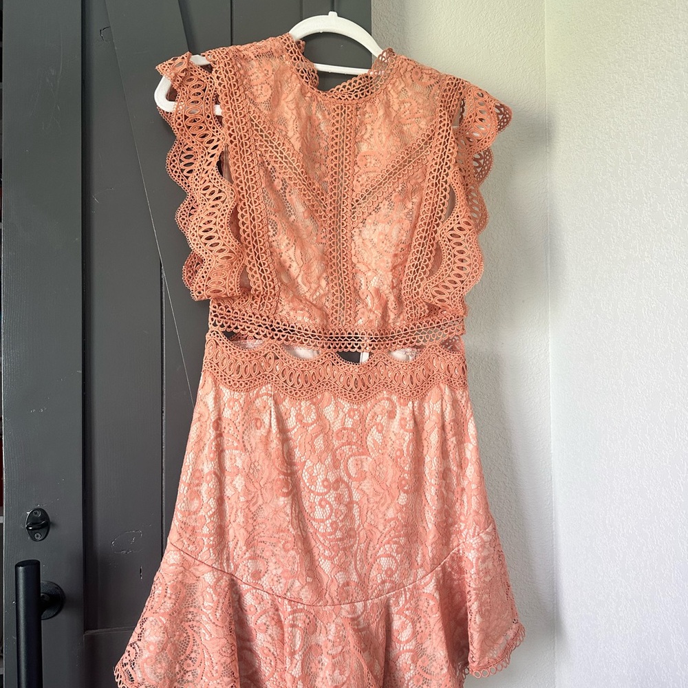 Elegant Lace Coral Dress